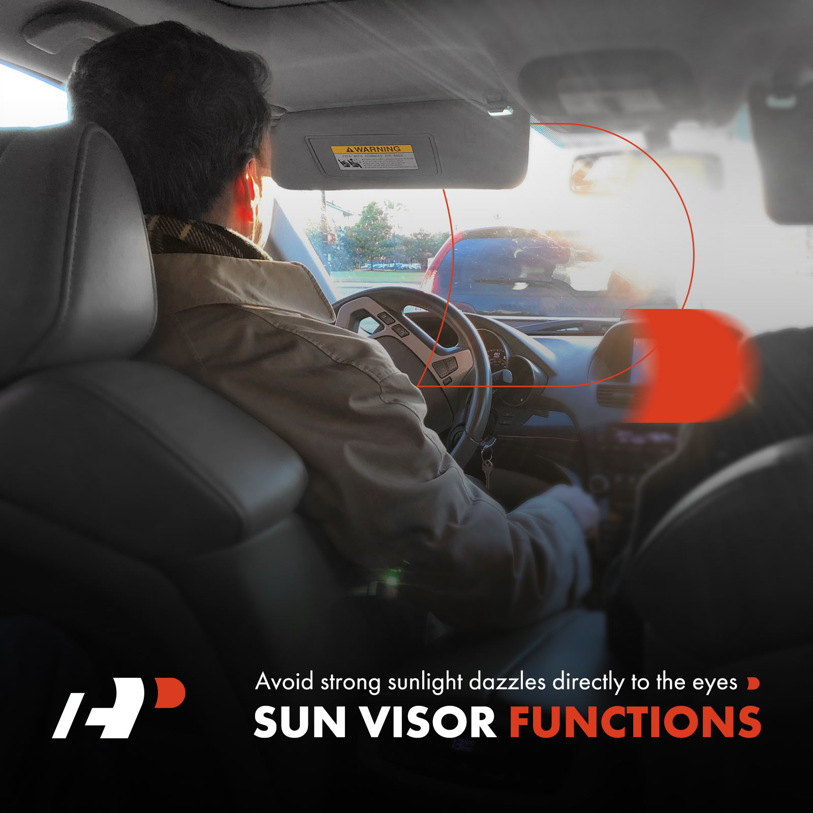 APSVR115 Driver Warm Gray Sun Visor with Mirror - Image 4