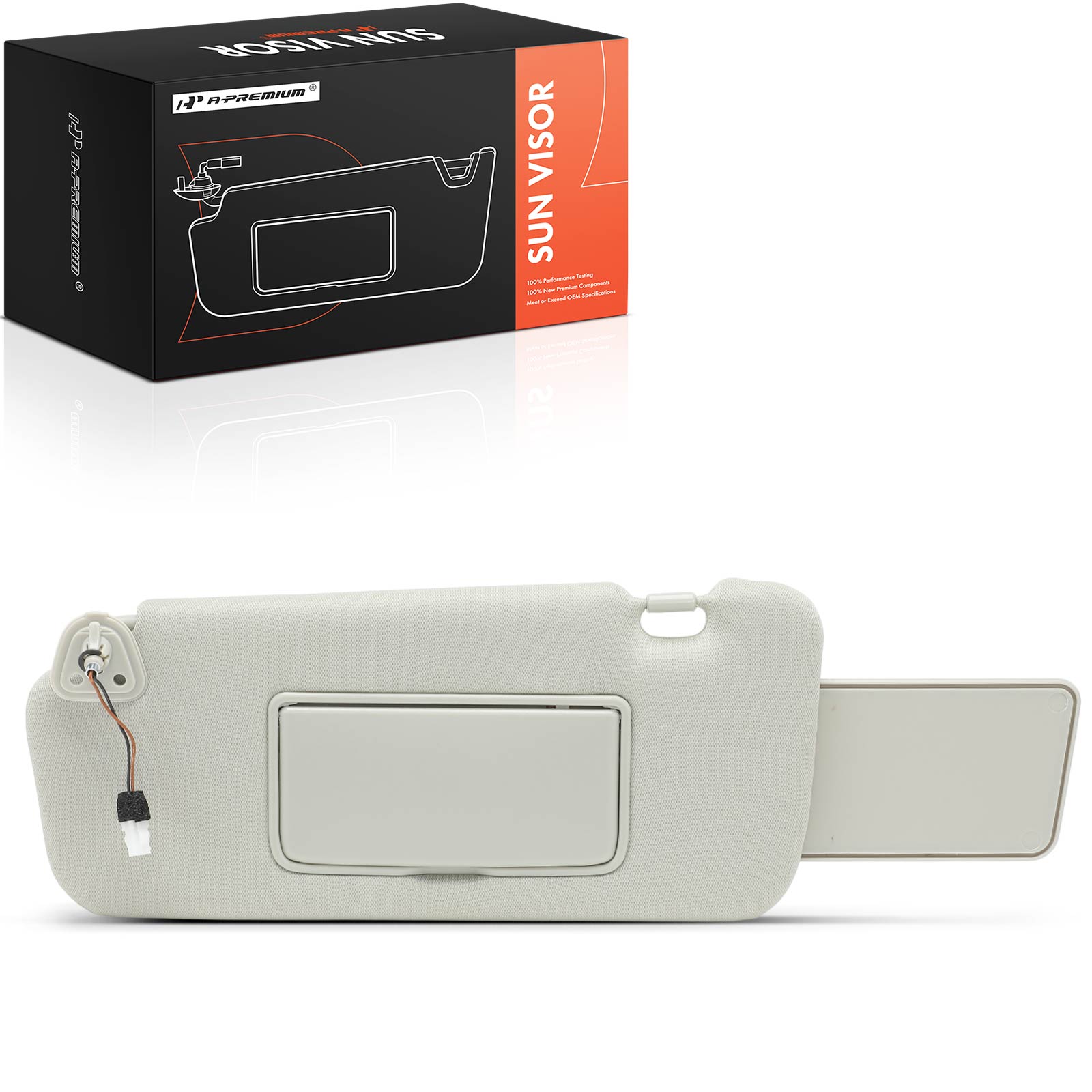 APSVR189 Driver Gray Extendable Sun Visor with Mirror & Light