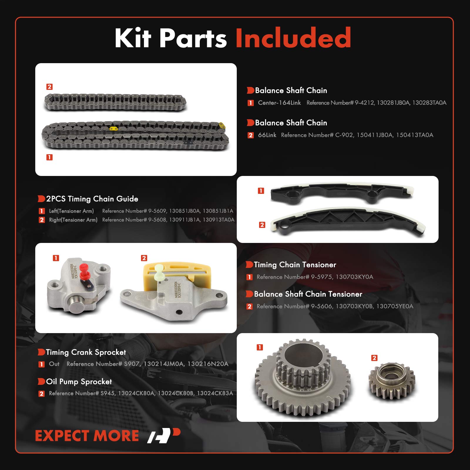 APTCK187 8 Pcs Engine Timing Chain Kit - Image 2