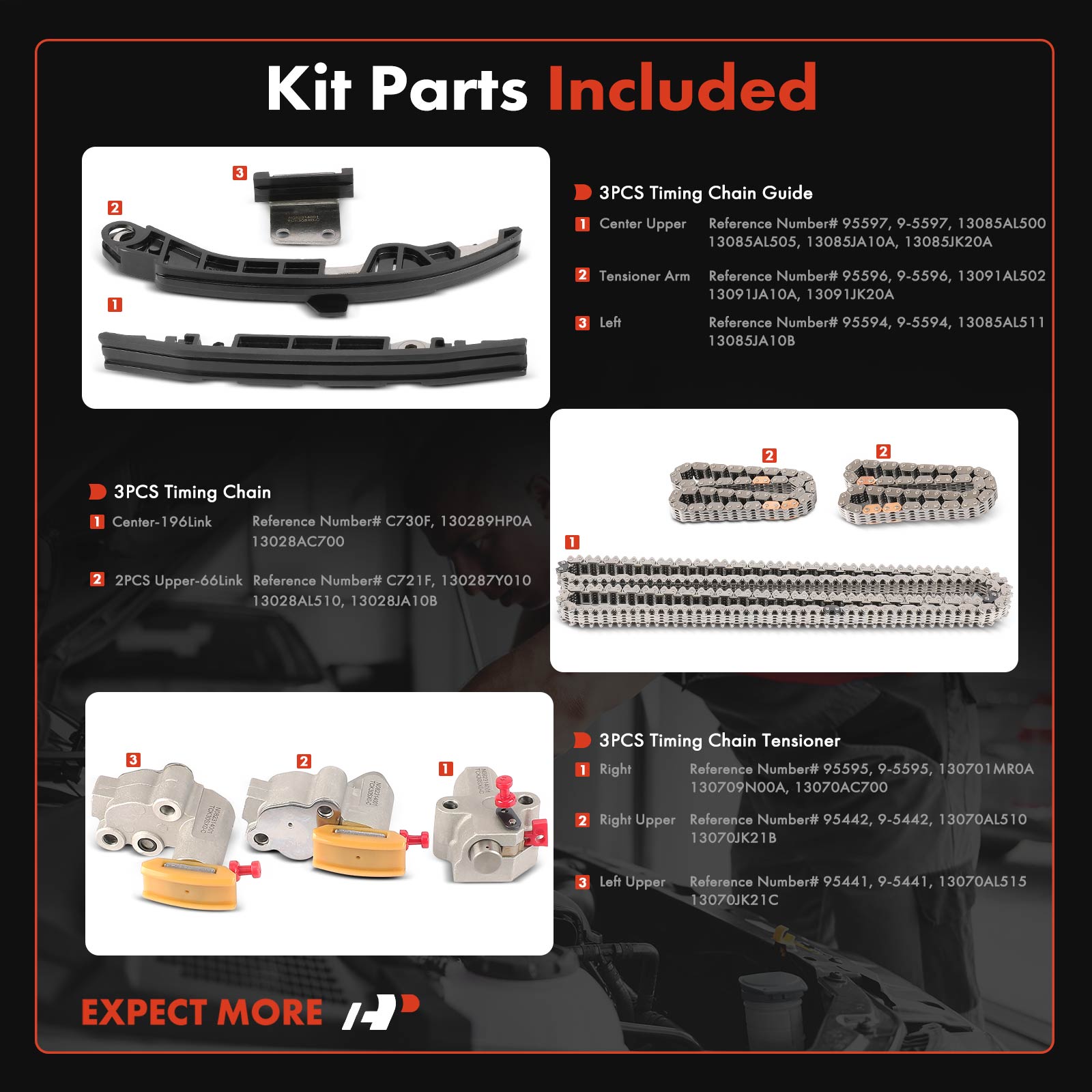 APTCK231 9 Pcs Engine Timing Chain Kit - Image 2