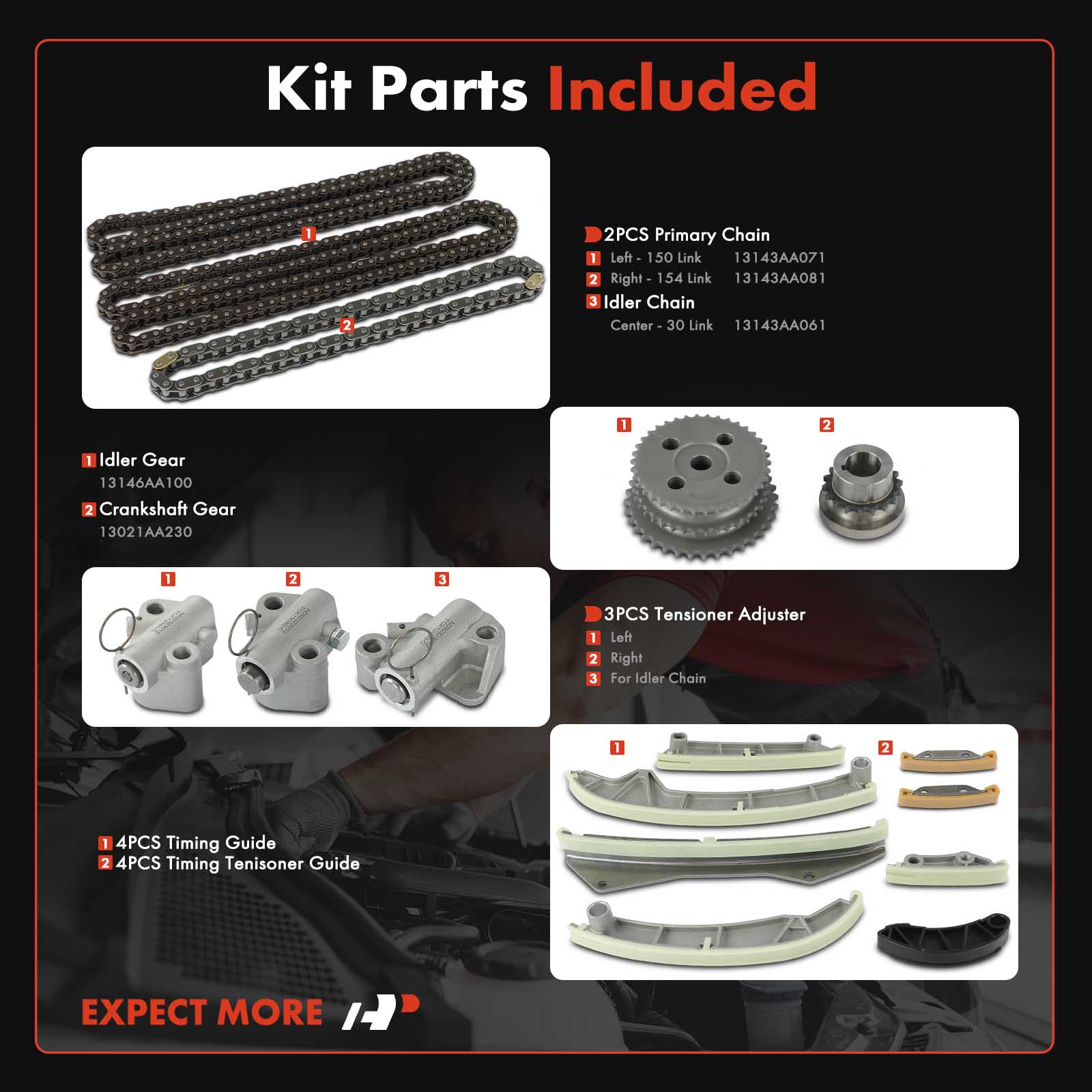 APTCK282 16 Pcs Engine Timing Chain Kit - Image 2