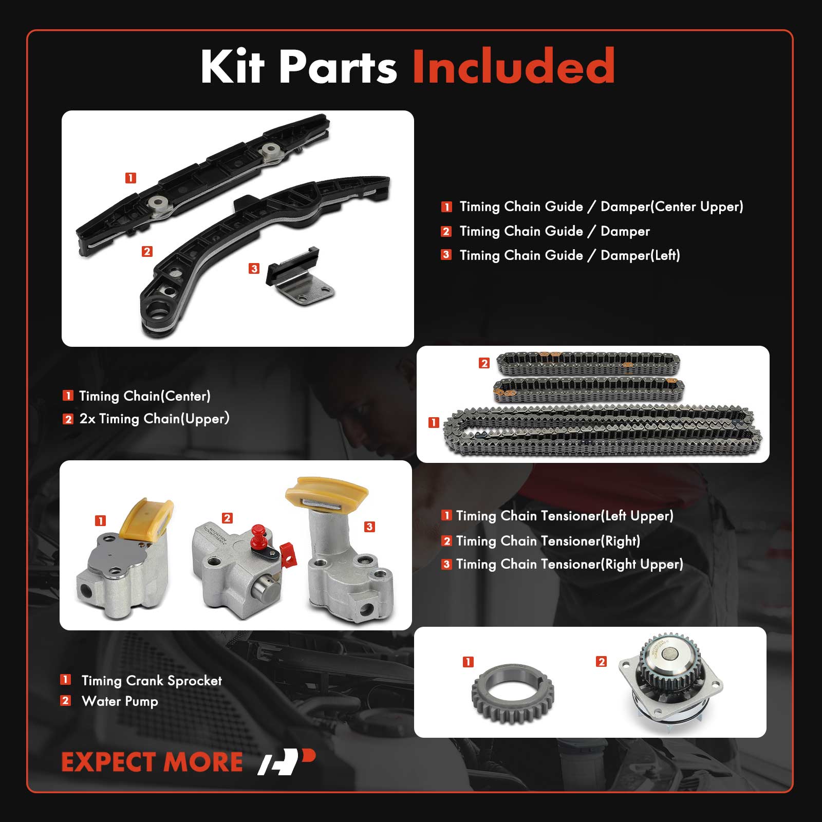 APTCK354 11 Pcs Engine Timing Chain Kit - Image 2