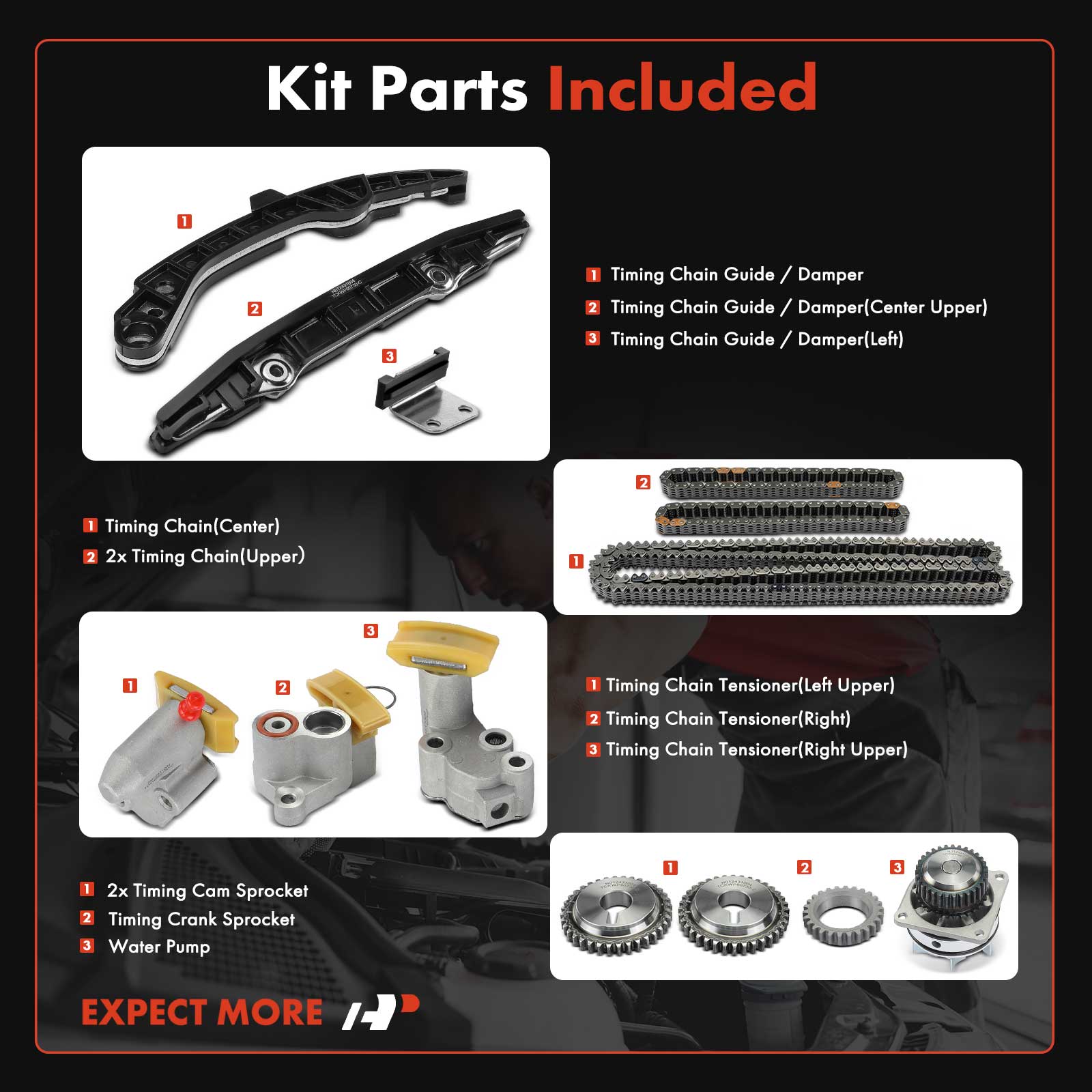 APTCK358 13 Pcs Engine Timing Chain Kit - Image 2