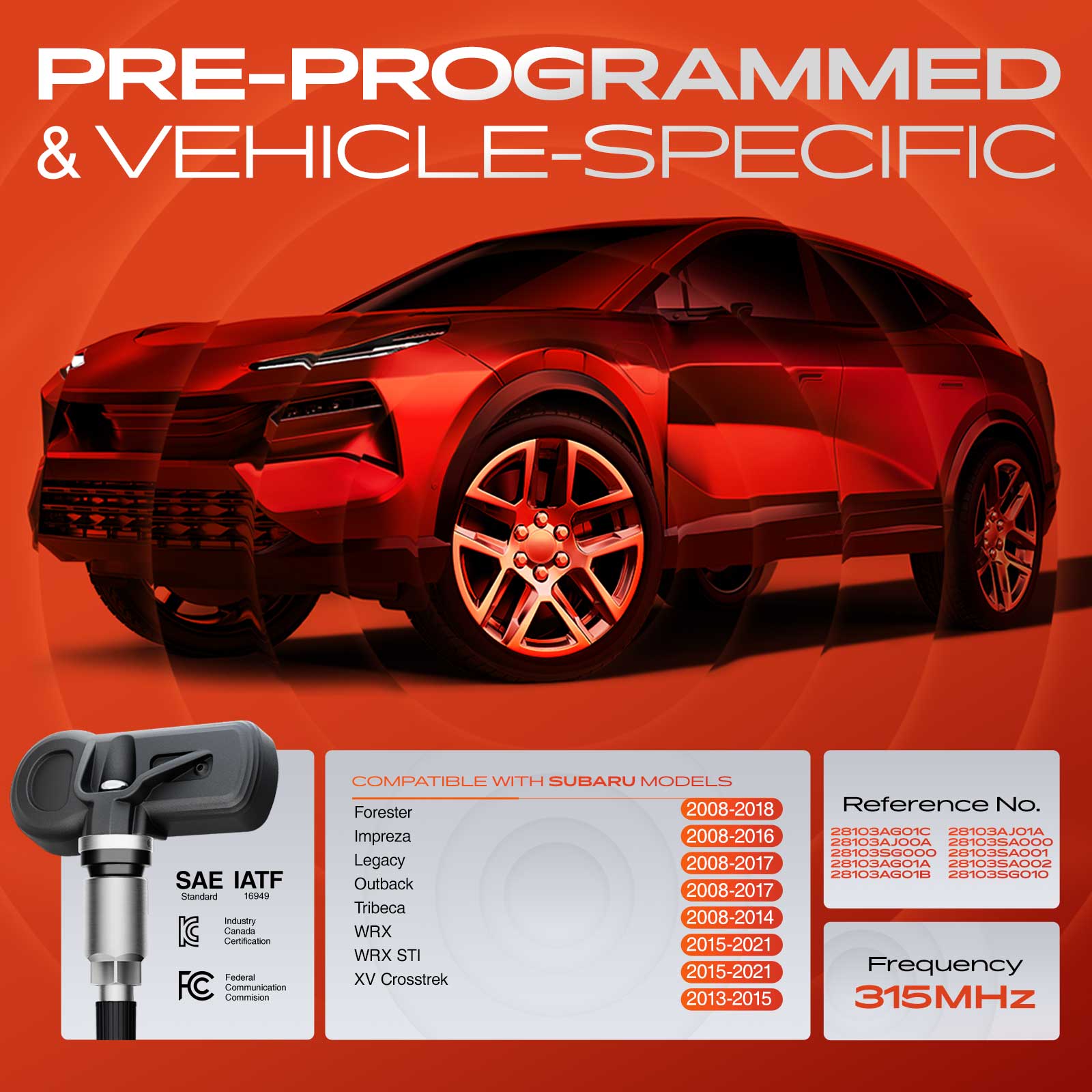 APTPMS203 4 Pcs 315 MHz TPMS Tire Pressure Monitoring Sensor - Image 2
