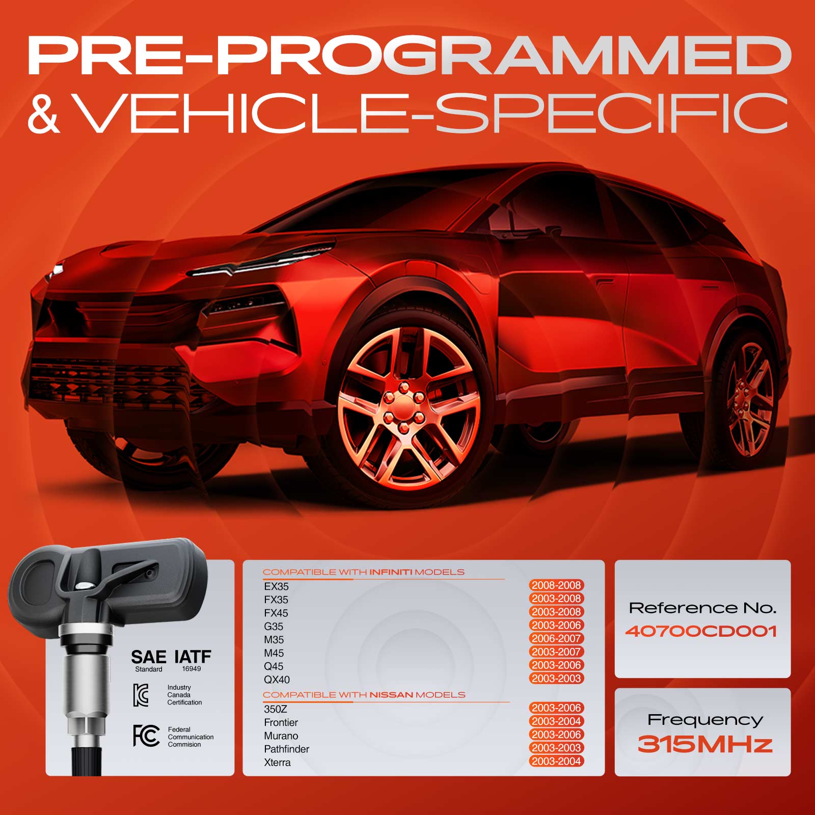 APTPMS260 4 Pcs 315 MHz TPMS Tire Pressure Monitoring Sensor - Image 2