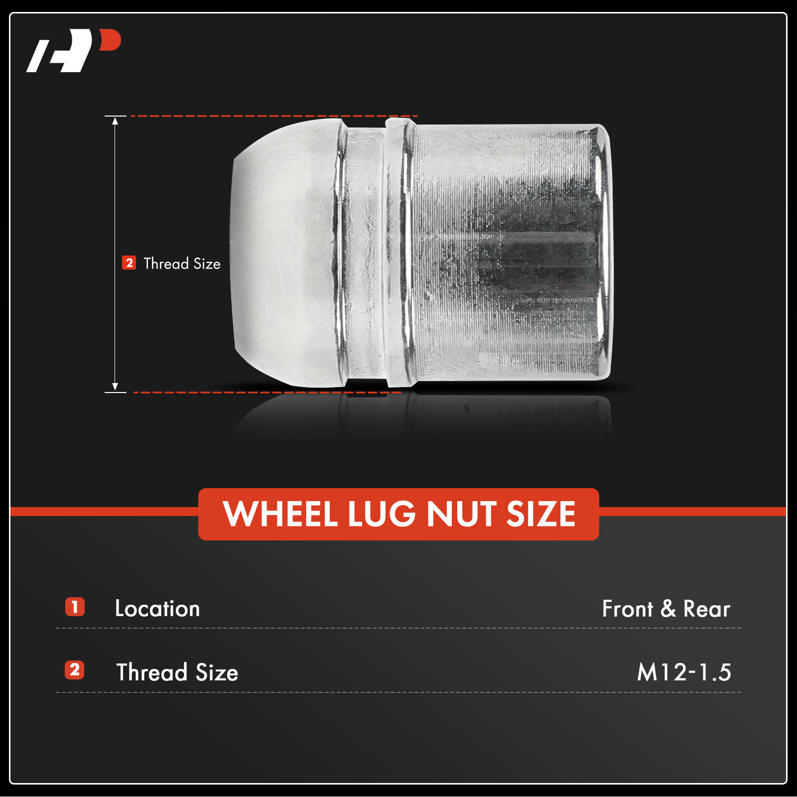 APWHN164 5 Pcs M12-1.5 Wheel Lug Nut - Image 2