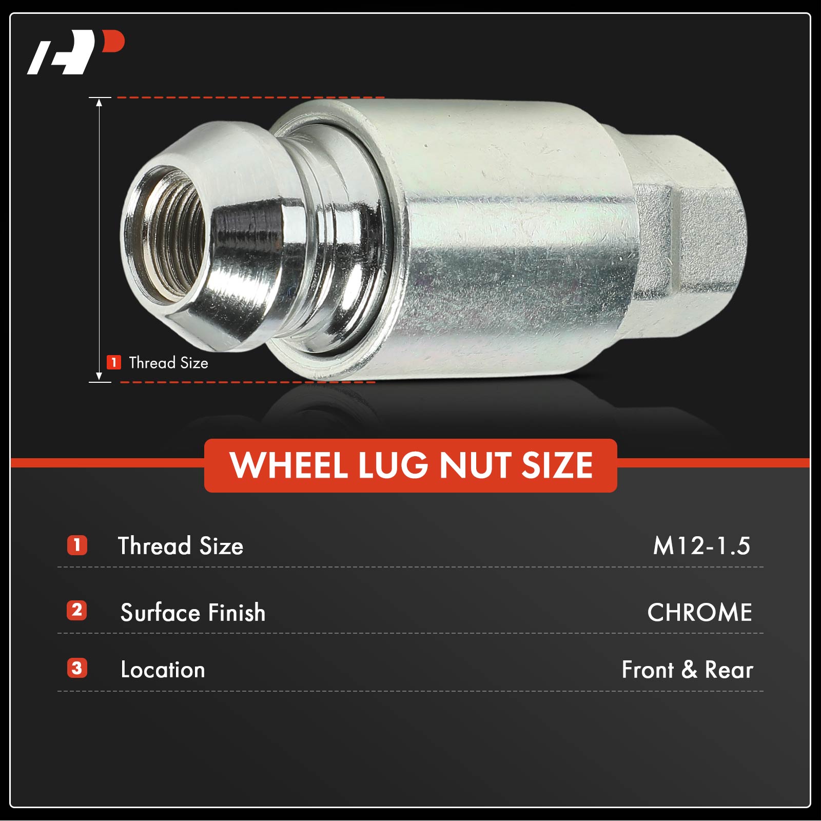 APWHN169 5 Pcs M12-1.5 Wheel Lug Nut - Image 2