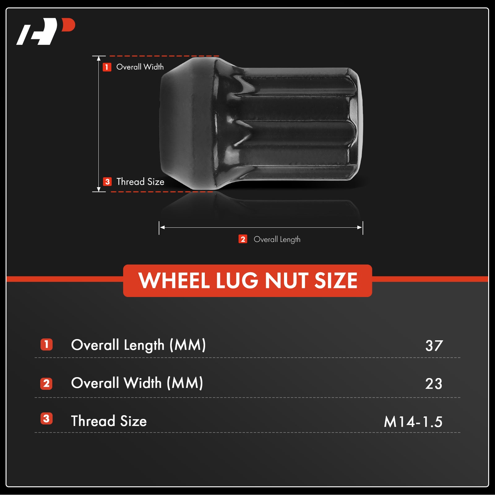 APWHN187 21 Pcs M14-1.5 Front & Rear Wheel Lug Nut - Image 2