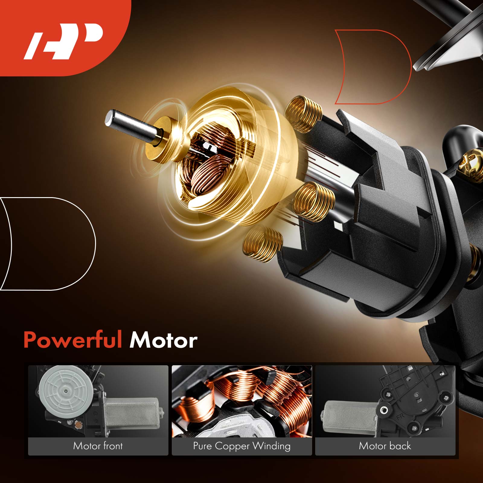 APWR3860 Front, Passenger Side Power Window Regulator, With Motor - Image 4