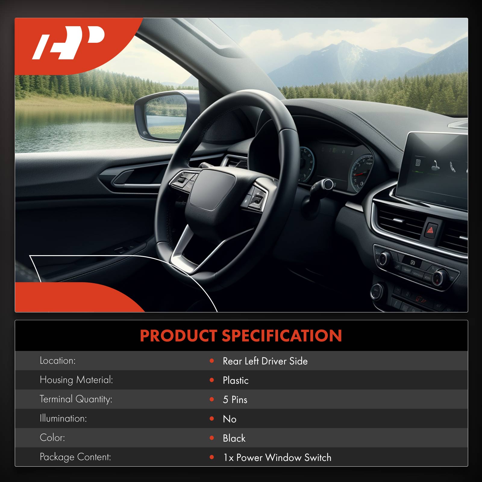 APWS0813 Rear Driver Power Window Switch - Image 2