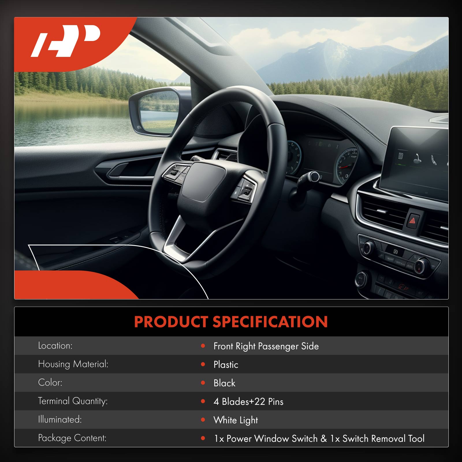 APWS1194 Front Passenger Power Window Switch - Image 2