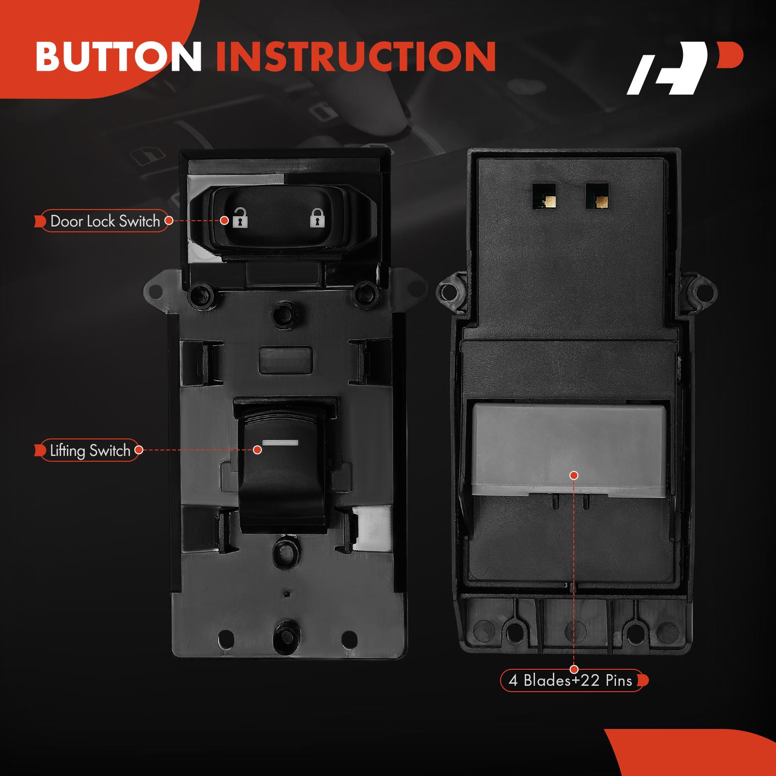 APWS1194 Front Passenger Power Window Switch - Image 4