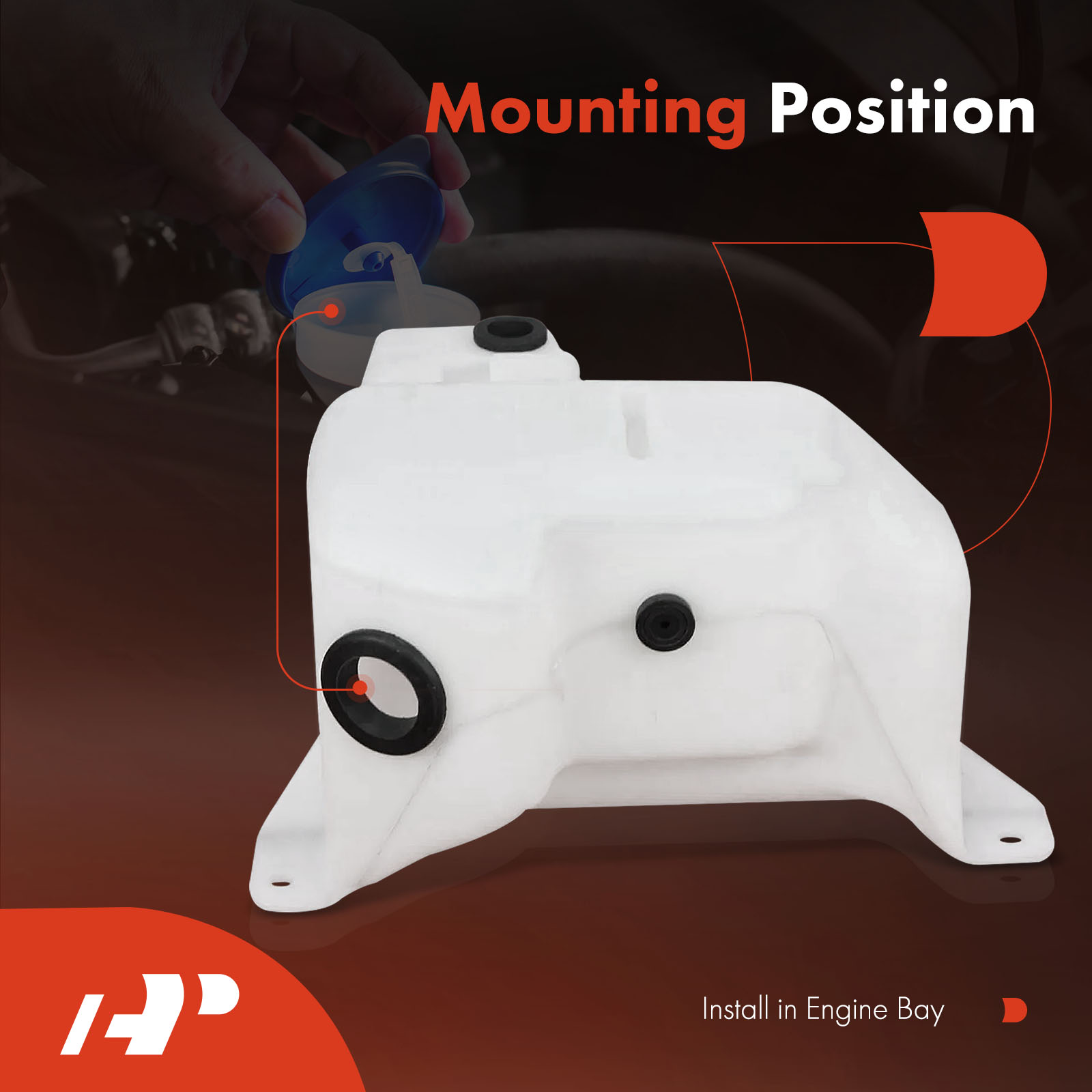 APWSR064 Windshield Washer Reservoir without Pump & Cap - Image 4