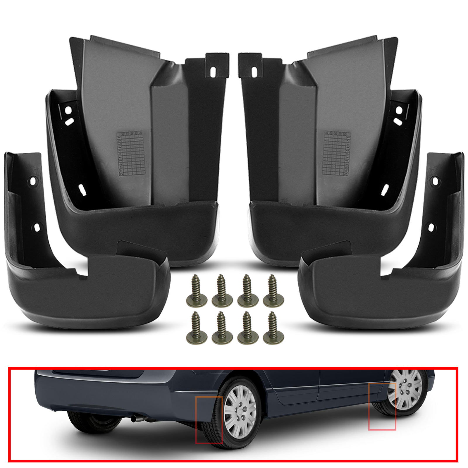 SG079 4 Pcs Front and Rear Mud Flaps Splash Guards - Image 2