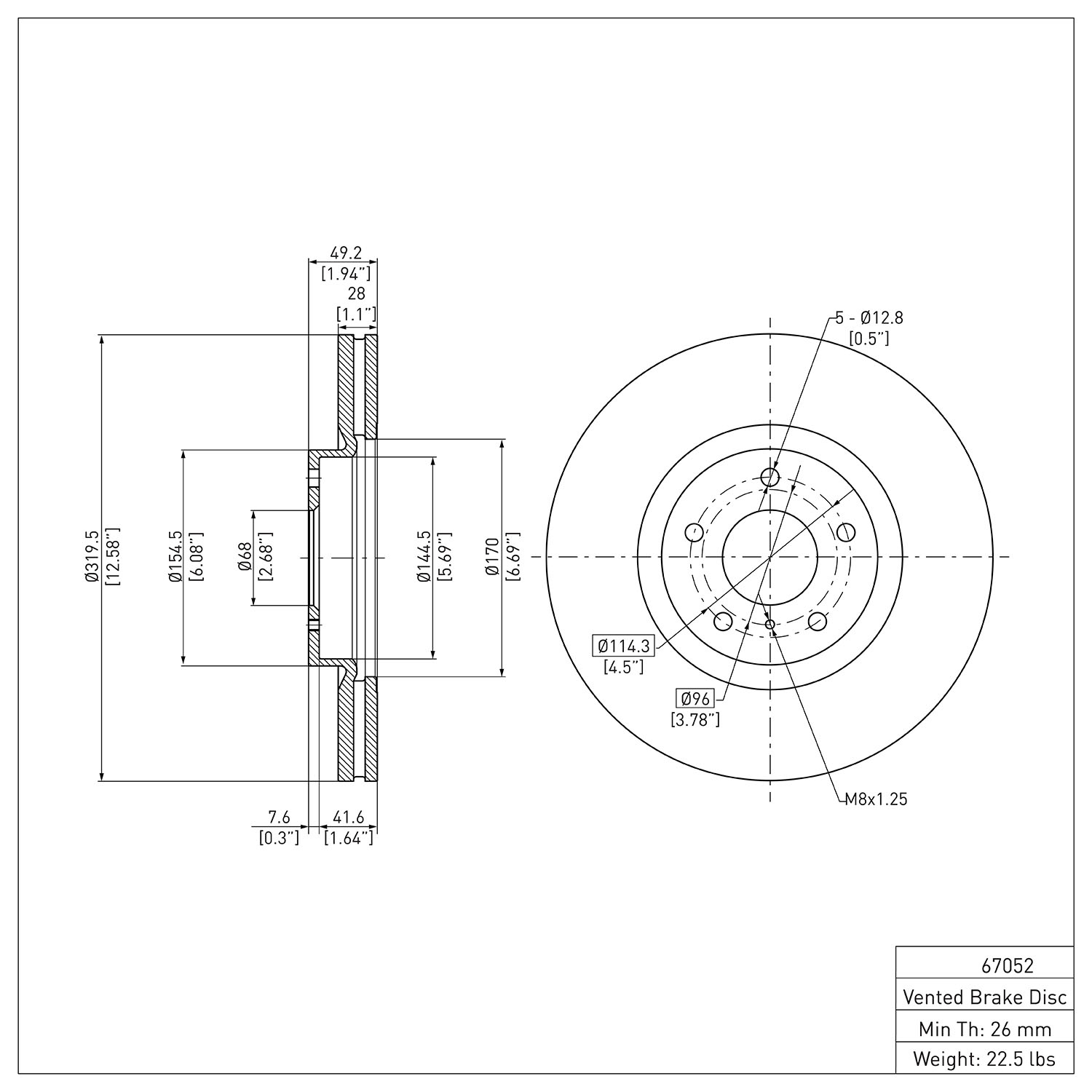 ERE-67052 Front, Driver or Passenger Side Brake Disc, Plain Surface, 320 mm - Image 2