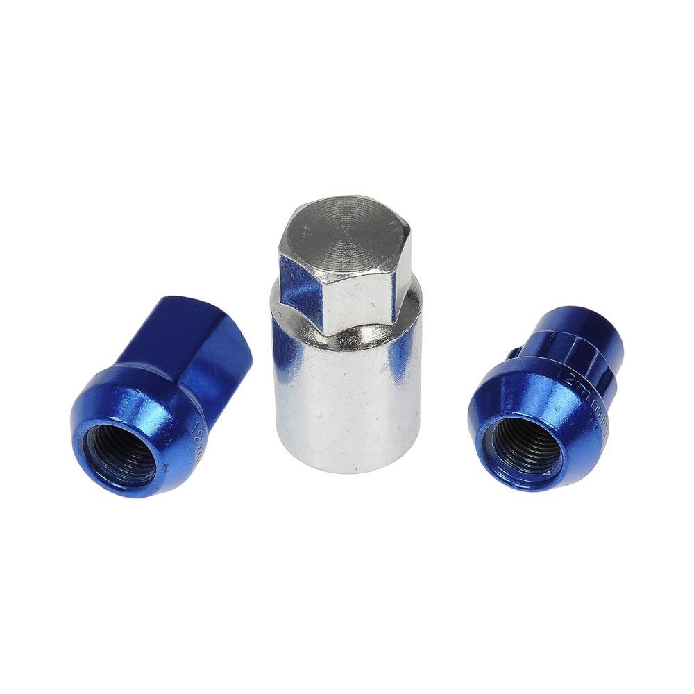 713-475D AutoGrade Series Lug Nut - Blue chrome, Carbon Steel, Acorn, M12-1.25 Direct Fit, Set