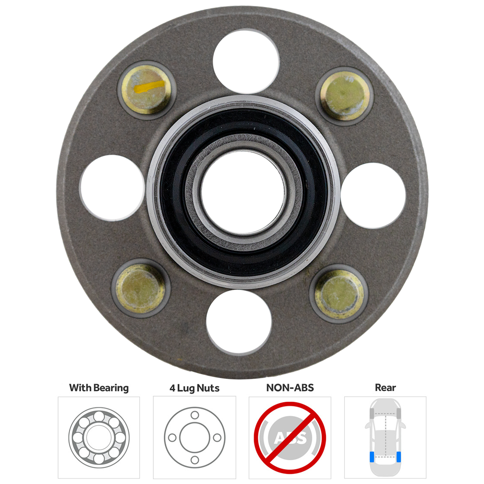 Rear, Driver or Passenger Side Wheel Hub, With Bearing, 4 x 3.94 in. Bolt Pattern - Image 3