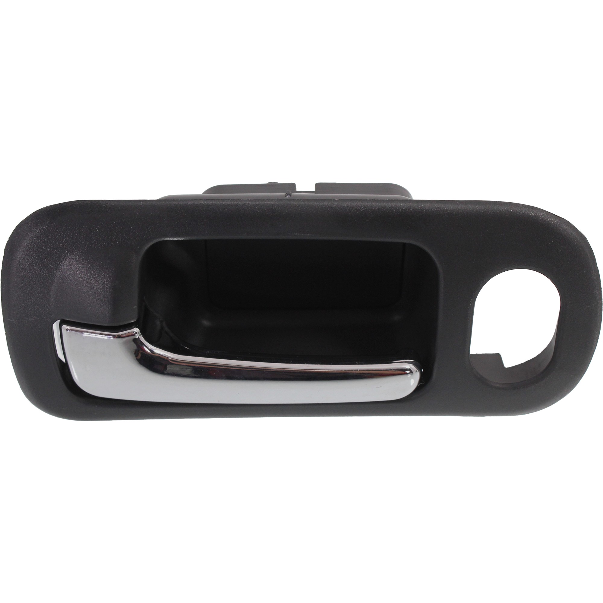 Front, Driver Side Chrome Lever with Black Bezel Interior Door Handle, With Door Lock Hole, Sedan