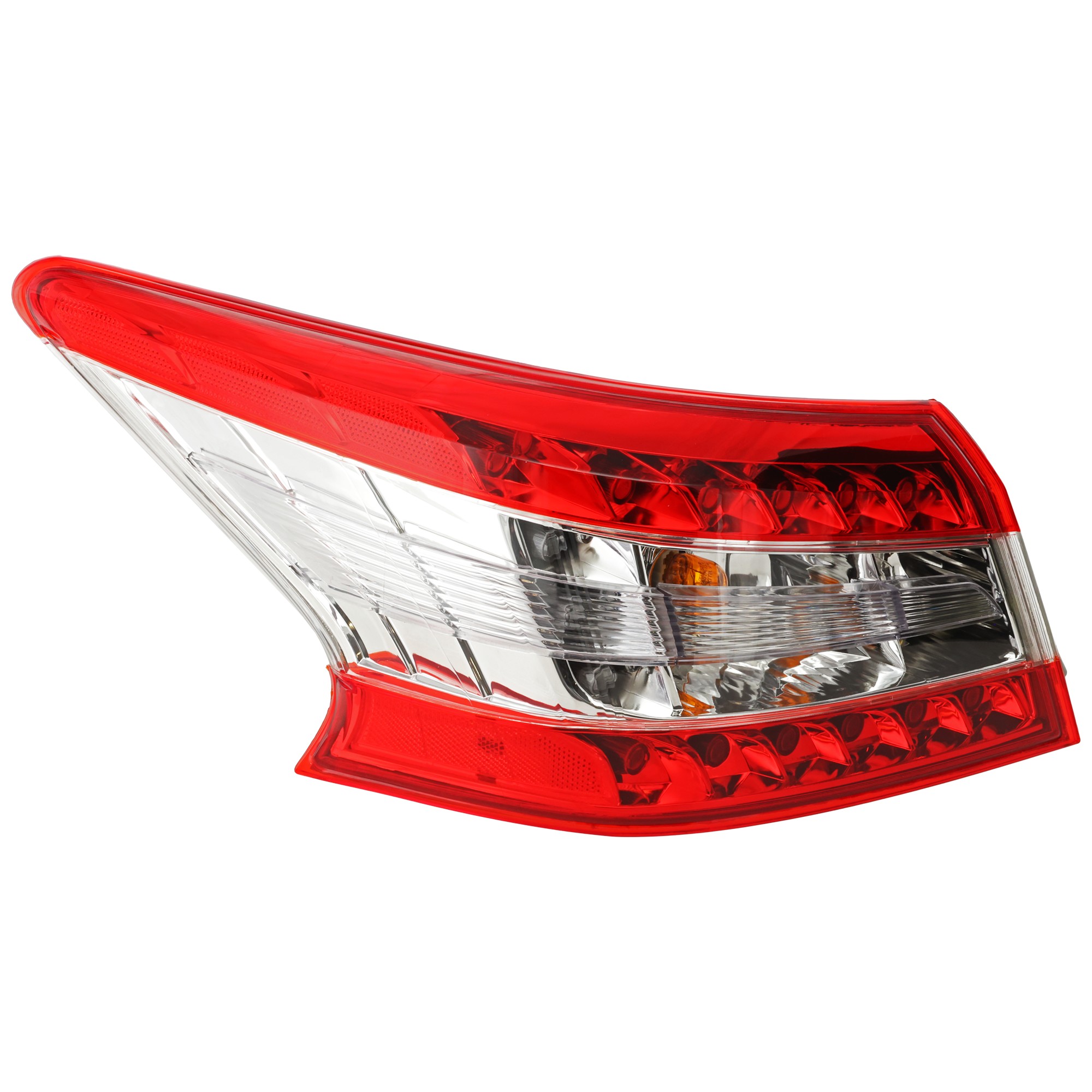 Driver Side, Outer Tail Light, with Bulb, Halogen, Clear and Red Lens