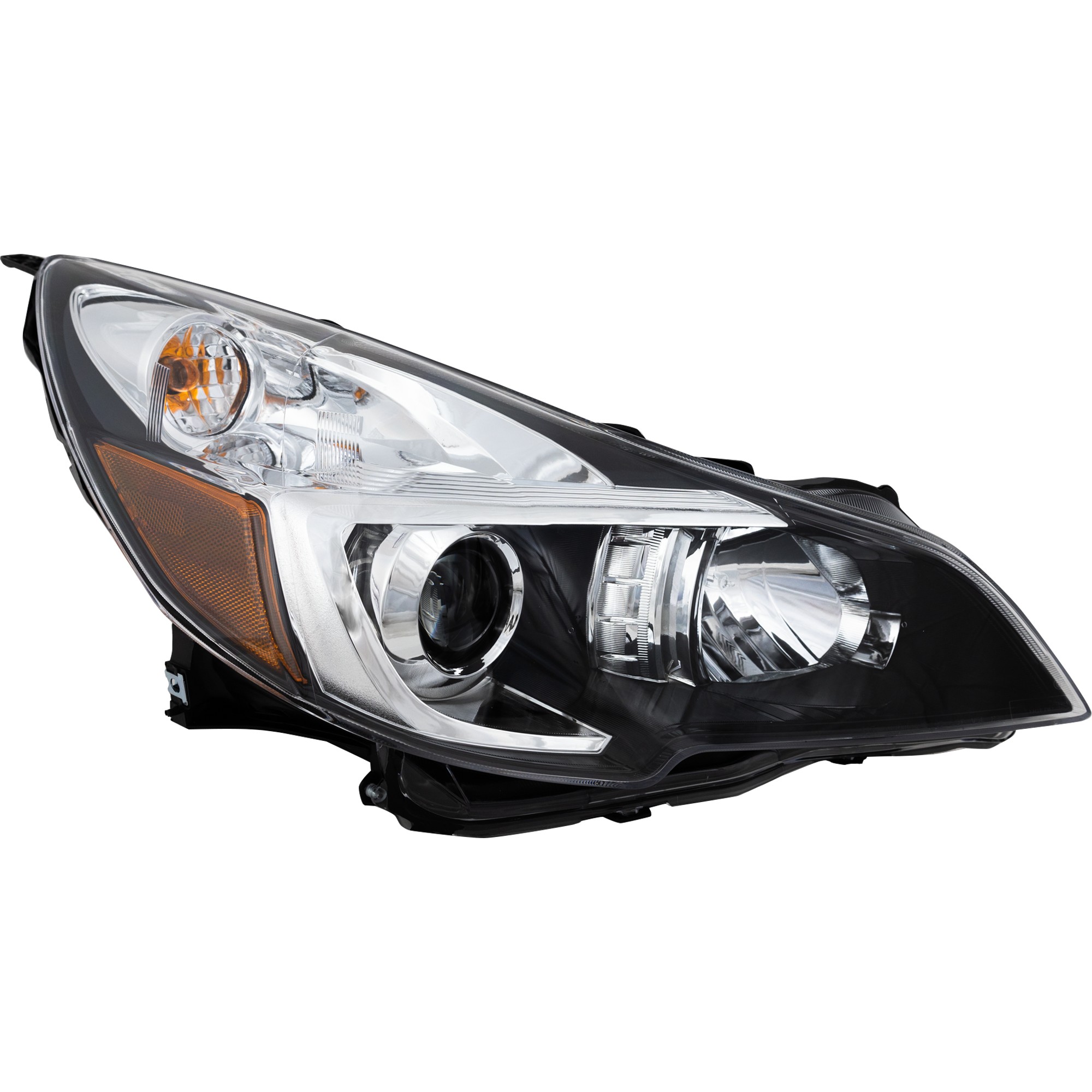 Passenger Side Headlight, with Bulb, Halogen, Clear Lens, Black Interior, CAPA Certified