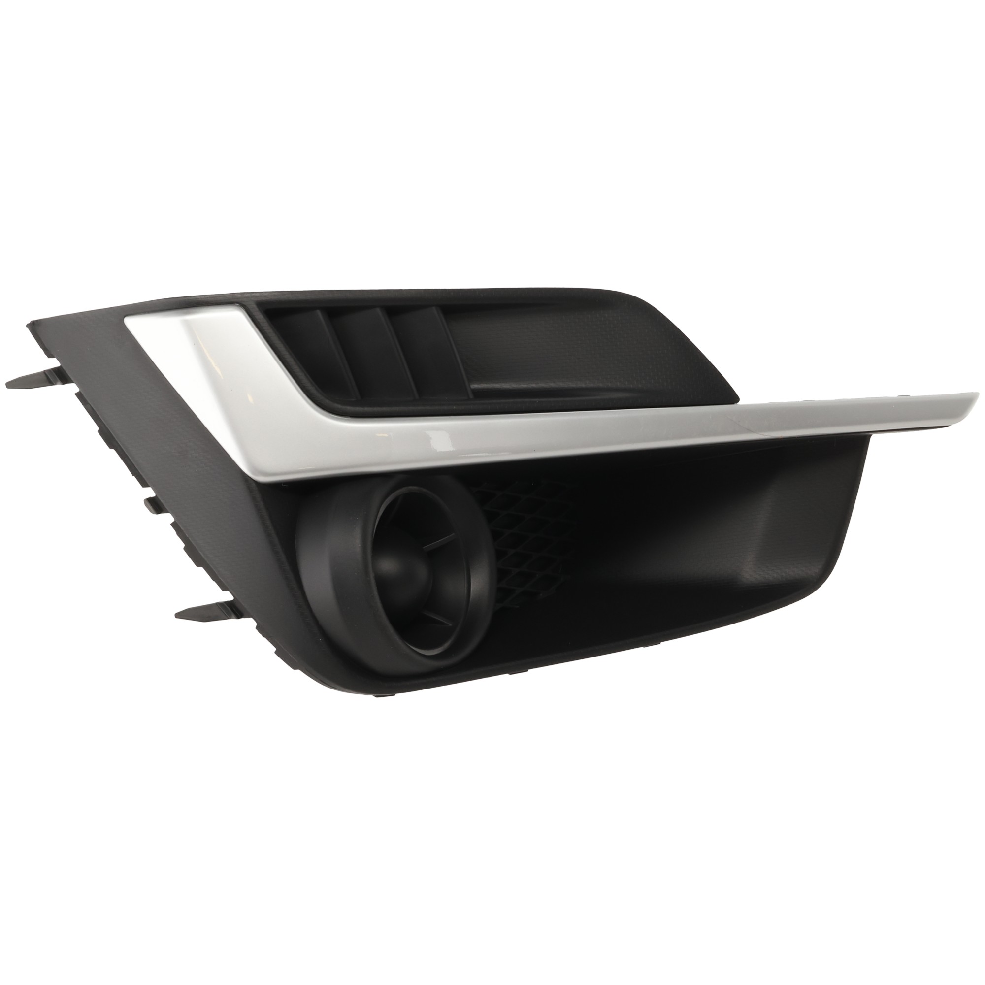 Front, Passenger Side Fog Light Cover, Textured Black, 4 Cyl., 2.0L Engine, Without Fog Light Hole, With Painted Silver Molding