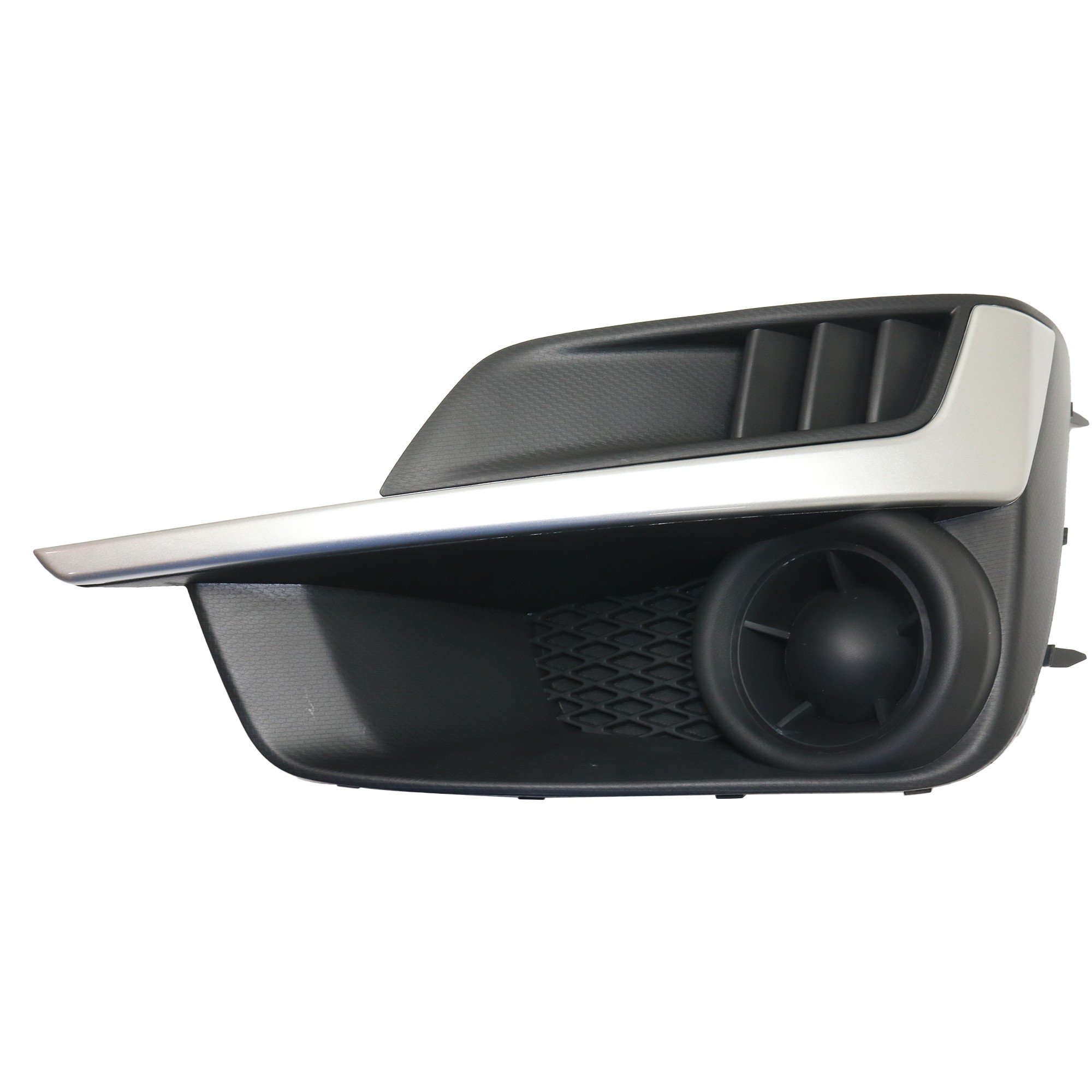 Front, Driver Side Fog Light Cover, Textured Black, 4 Cyl., 2.0L Engine, Without Fog Light Hole, With Painted Silver Molding