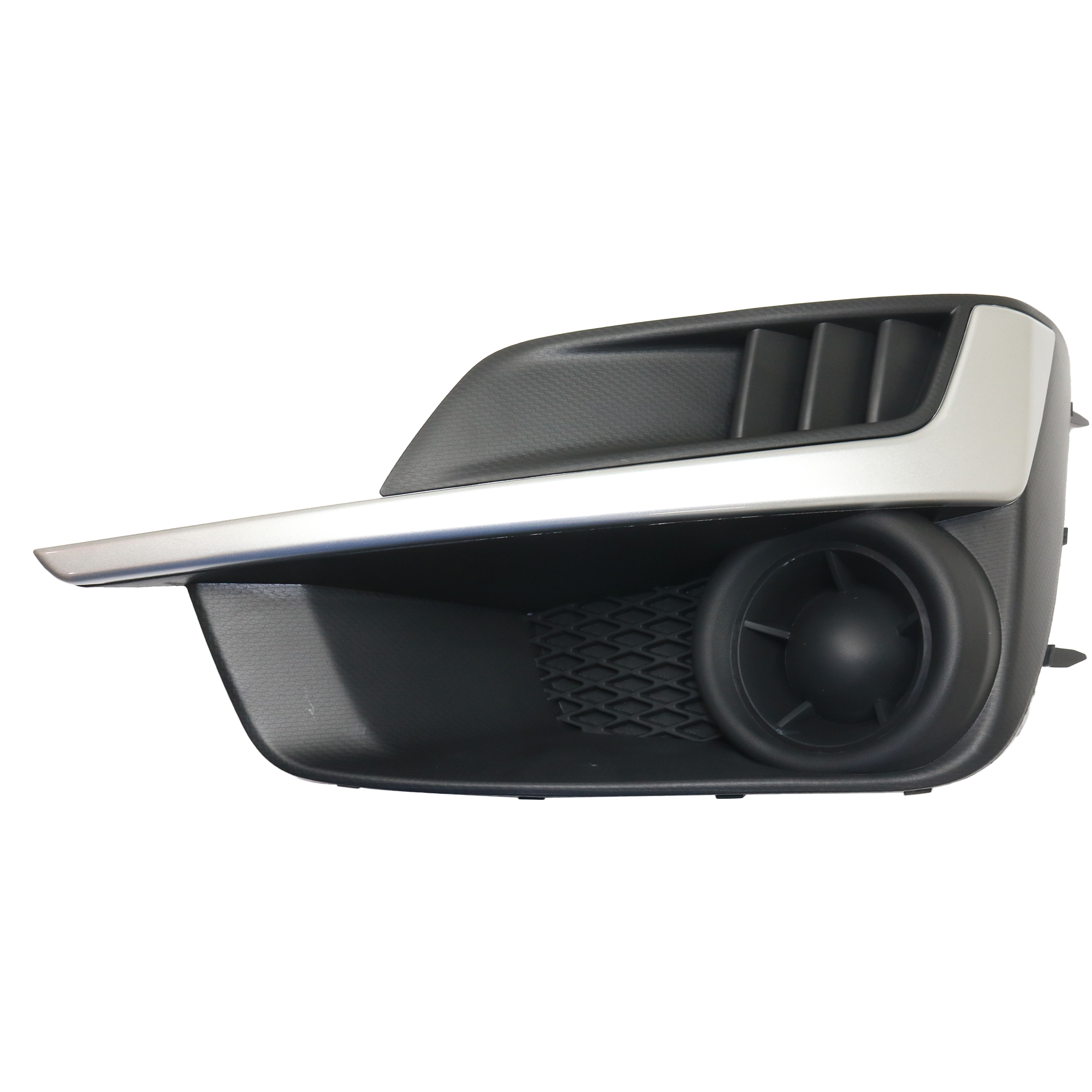 Front, Driver Side Fog Light Cover, Textured Black, 4 Cyl., 2.0L Engine, Without Fog Light Hole, With Painted Silver Molding - Image 2