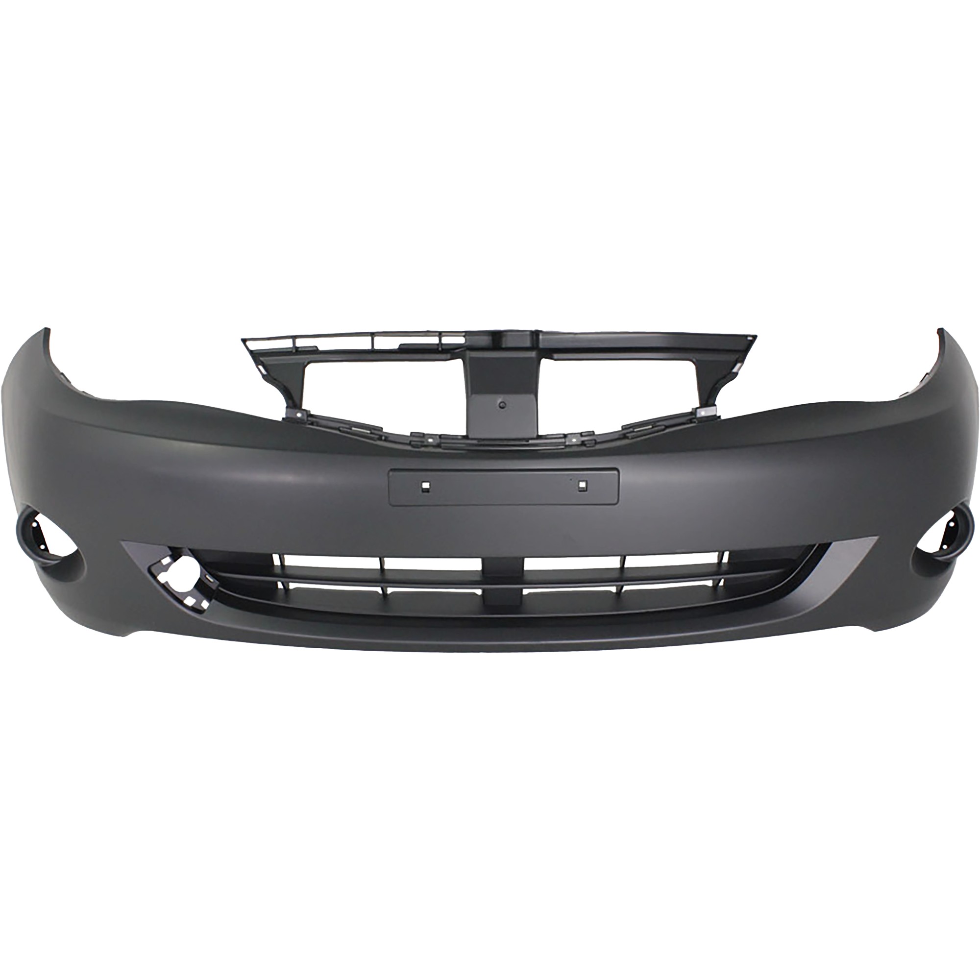 Sedan Front Primed Bumper Cover 2.5L, 4Cyl, With Fog Light Holes, Without parking aid sensor holes, With tow hook hole