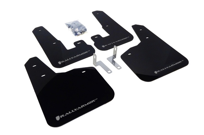 MF14-UR-BLK/SIL Front and Rear, Driver and Passenger Side Mud Flaps, Black, Plastic