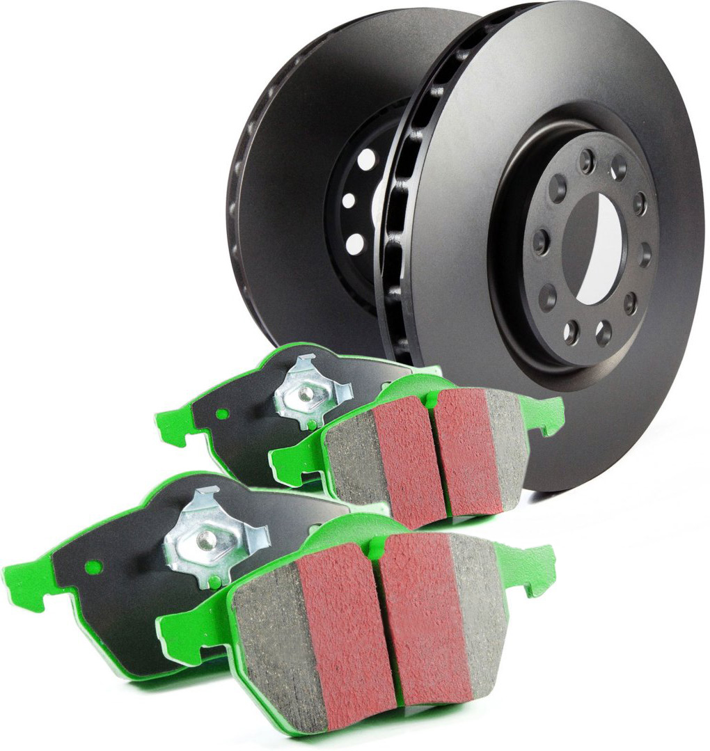 S11KF1064 Front Brake Disc and Pad Kit, Silver Grey Geomet, Plain Surface, 5 Lugs, Aramid Fiber, S11 Greenstuff 2000 Pad and RK Premium Rotors