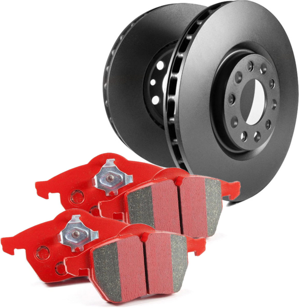 S12KF1063 Front Brake Disc and Pad Kit, Silver Grey Geomet, Plain Surface, 5 Lugs, Aramid Fiber Ceramic, S12 Redstuff Ceramic Pad and RK Premium Rotors