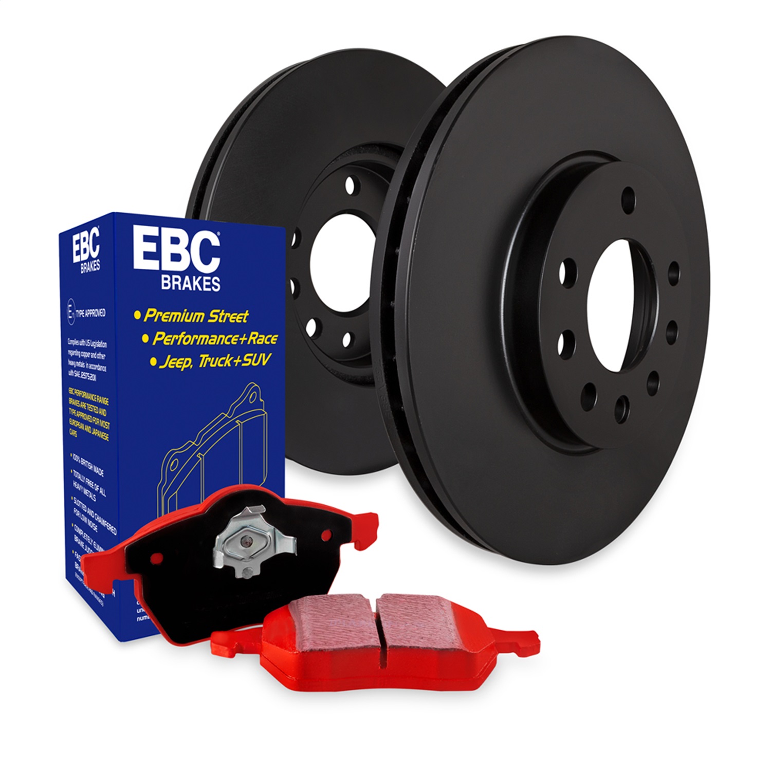 S12KF1113 Front Brake Disc and Pad Kit, Silver Grey Geomet, Plain Surface, 5 Lugs, Aramid Fiber Ceramic, S12 Redstuff Ceramic Pad and RK Premium Rotors