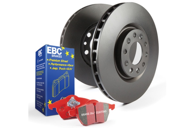 S12KF1329 Front Brake Disc and Pad Kit, Silver Grey Geomet, Plain Surface, 5 Lugs, Aramid Fiber Ceramic, S12 Redstuff Ceramic Pad and RK Premium Rotors