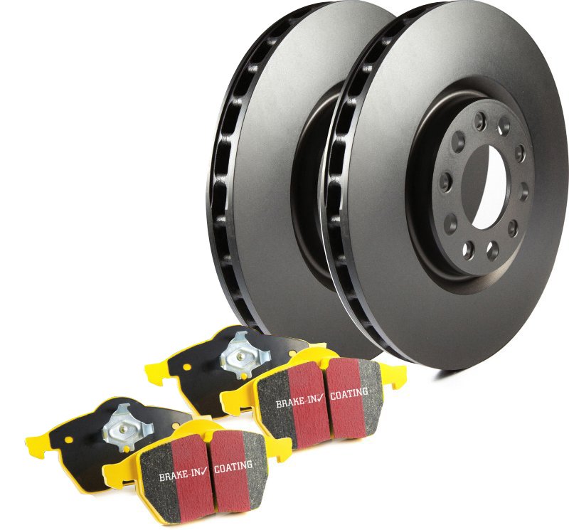 S13KF1194 Front Brake Disc and Pad Kit, Silver Grey Geomet, Plain Surface, 5 Lugs, Aramid Fiber, S13 Yellowstuff Sport Pad and RK Premium Rotors