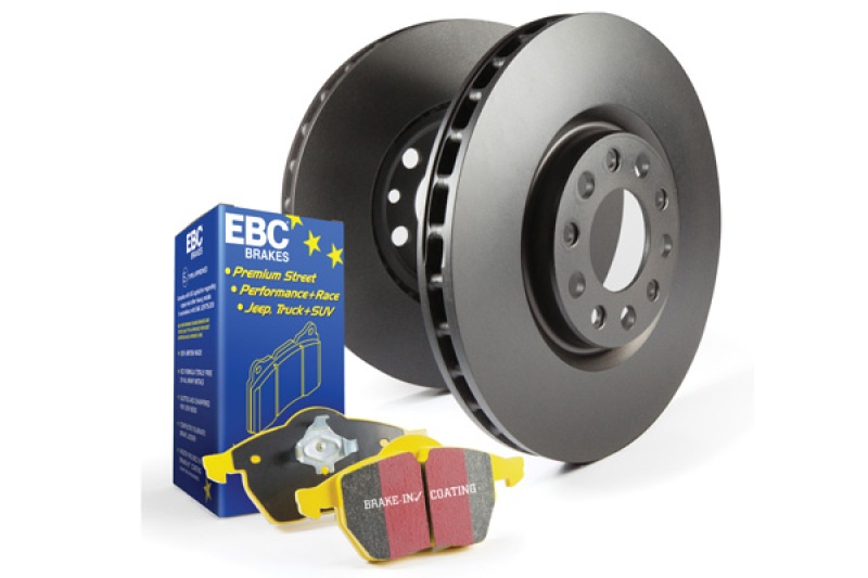 S13KR1176 Rear Brake Disc and Pad Kit, Silver Grey Geomet, Plain Surface, 5 Lugs, Aramid Fiber, S13 Yellowstuff Sport Pad and RK Premium Rotors