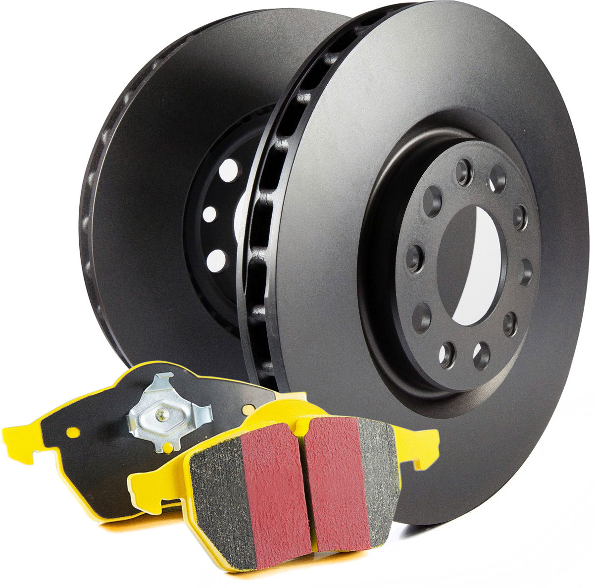 S13KR1652 Rear Brake Disc and Pad Kit, Silver Grey Geomet, Plain Surface, 5 Lugs, Aramid Fiber, S13 Yellowstuff Sport Pad and RK Premium Rotors