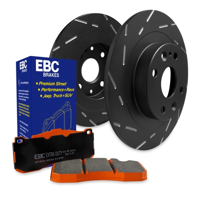 S15KF1119 Front Brake Disc and Pad Kit, Silver Grey Geomet, Slotted, 5 Lugs, Aramid Fiber Ceramic, S15 Extra Duty Orangestuff Pads and USR Slotted Sport Rotors