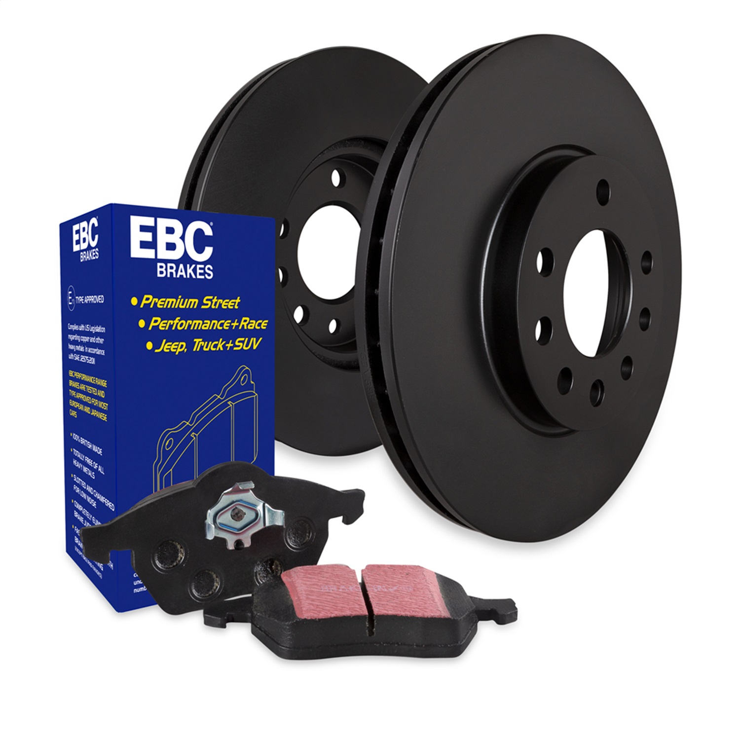 S1KF1861 Front Brake Disc and Pad Kit, Silver Grey Geomet, Plain Surface, 5 Lugs, Aramid Fiber, S1 Ultimax2 Pad and RK Premium Rotors