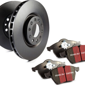 S1KR1528 Rear Brake Disc and Pad Kit, Silver Grey Geomet, Plain Surface, 5 Lugs, Aramid Fiber, S1 Ultimax2 Pad and RK Premium Rotors
