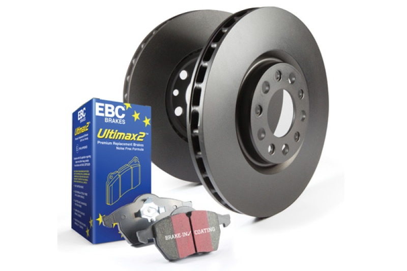 S20K1546 Front and Rear Brake Disc and Pad Kit, Silver Grey Geomet, Plain Surface, 5 Lugs, Aramid Fiber, S20 Ultimax2 Pad and RK Premium Rotors