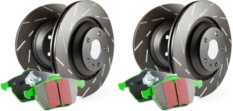 S20K1997 Front and Rear Brake Disc and Pad Kit, Silver Grey Geomet, Plain Surface, 5 Lugs, Aramid Fiber, S20 Ultimax2 Pad and RK Premium Rotors