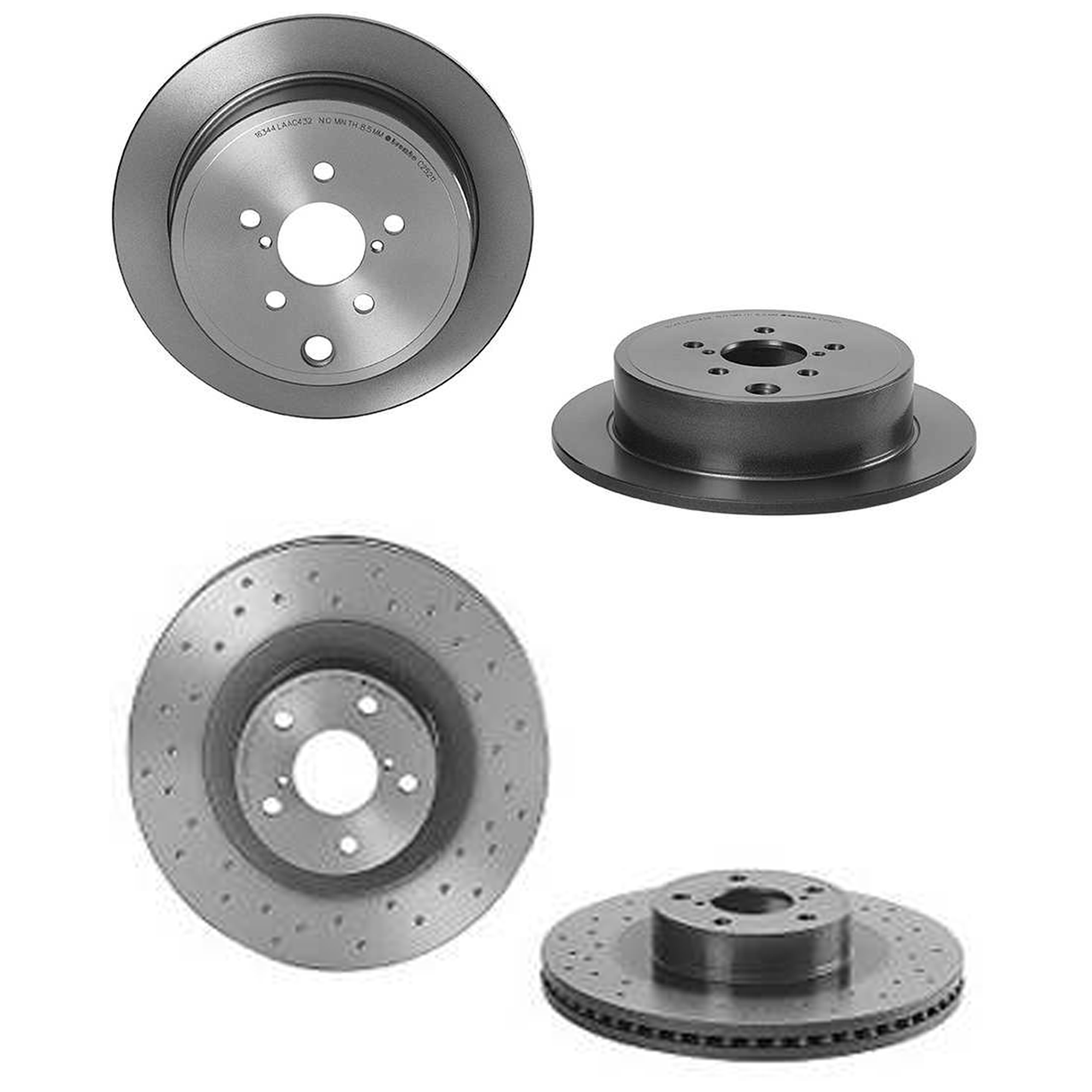 SET-BR09A9211X-C Front and Rear Brake Disc, UV Coated, Front-Cross-Drilled/Rear-Plain Surface, 5 Lugs, Front-293 mm/Rear-286 mm - Image 2