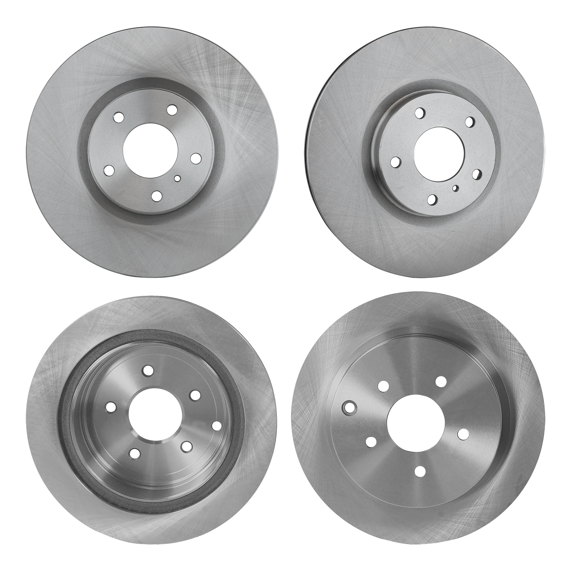 Front and Rear Brake Discs, 4-Wheel Set, Plain Surface, Front - Vented, Rear - Solid, 5 Lugs - Image 2