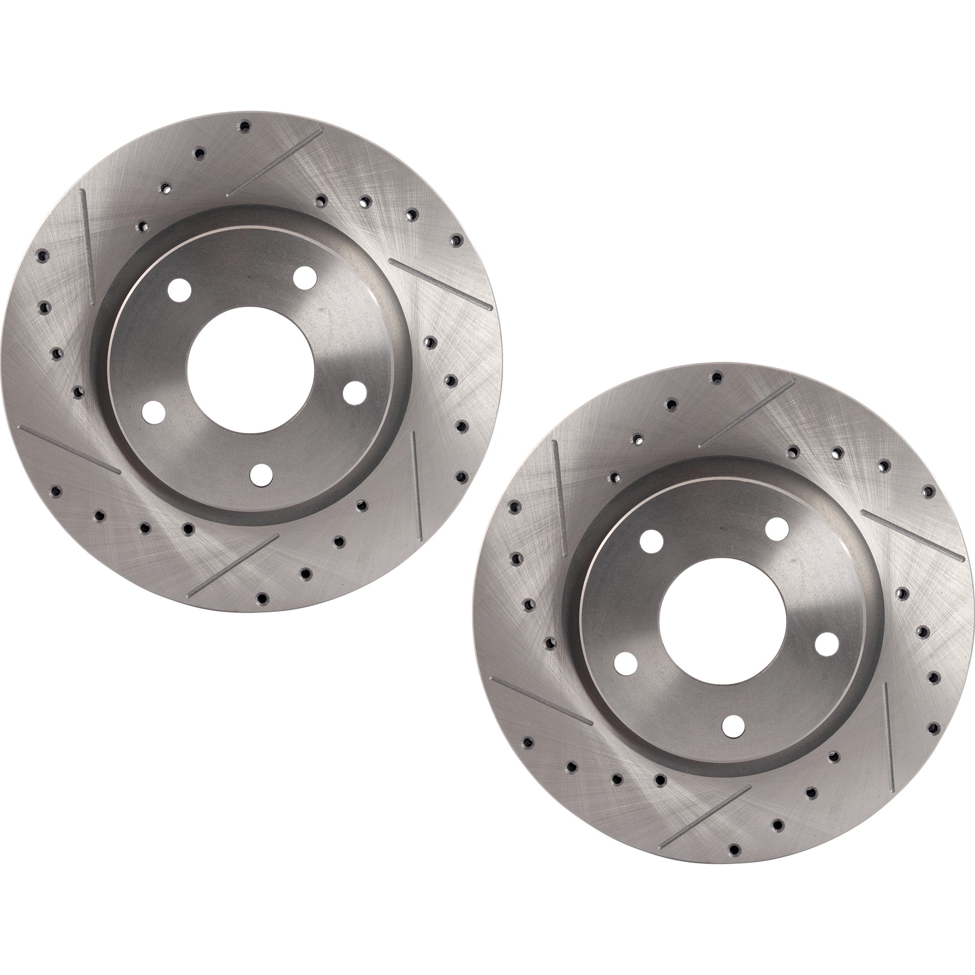 Front Brake Disc, Natural Finish, Cross-drilled and Slotted, Vented, 5 Lugs, 279.91 mm, 1.8L, 4Cyl