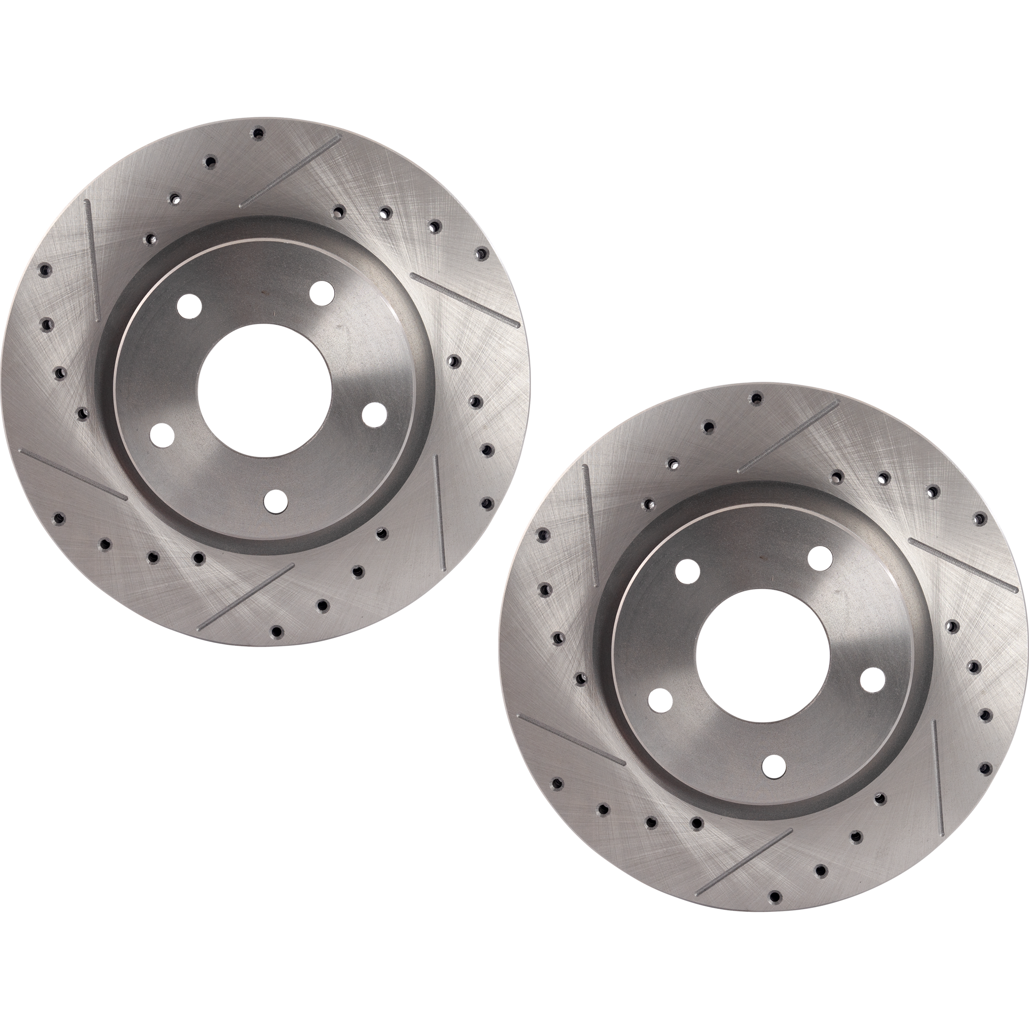 Front Brake Disc, Natural Finish, Cross-drilled and Slotted, Vented, 5 Lugs, 279.91 mm, 1.8L, 4Cyl - Image 2