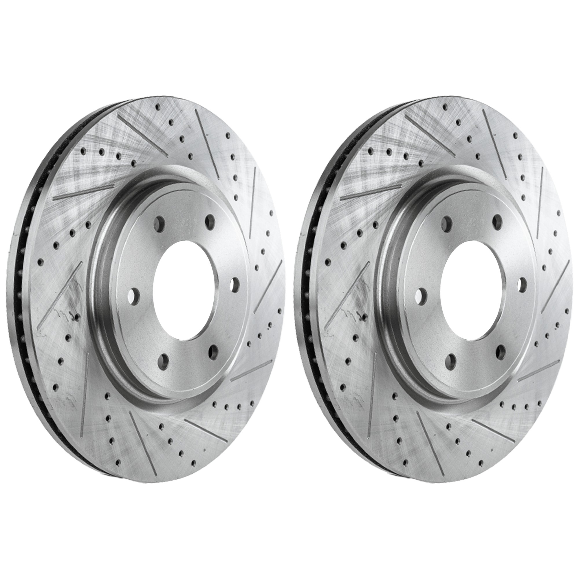 Front Brake Disc, Natural Finish, Cross-drilled and Slotted, Vented, 6 Lugs, 350.01 mm, 5.6L, 8Cyl