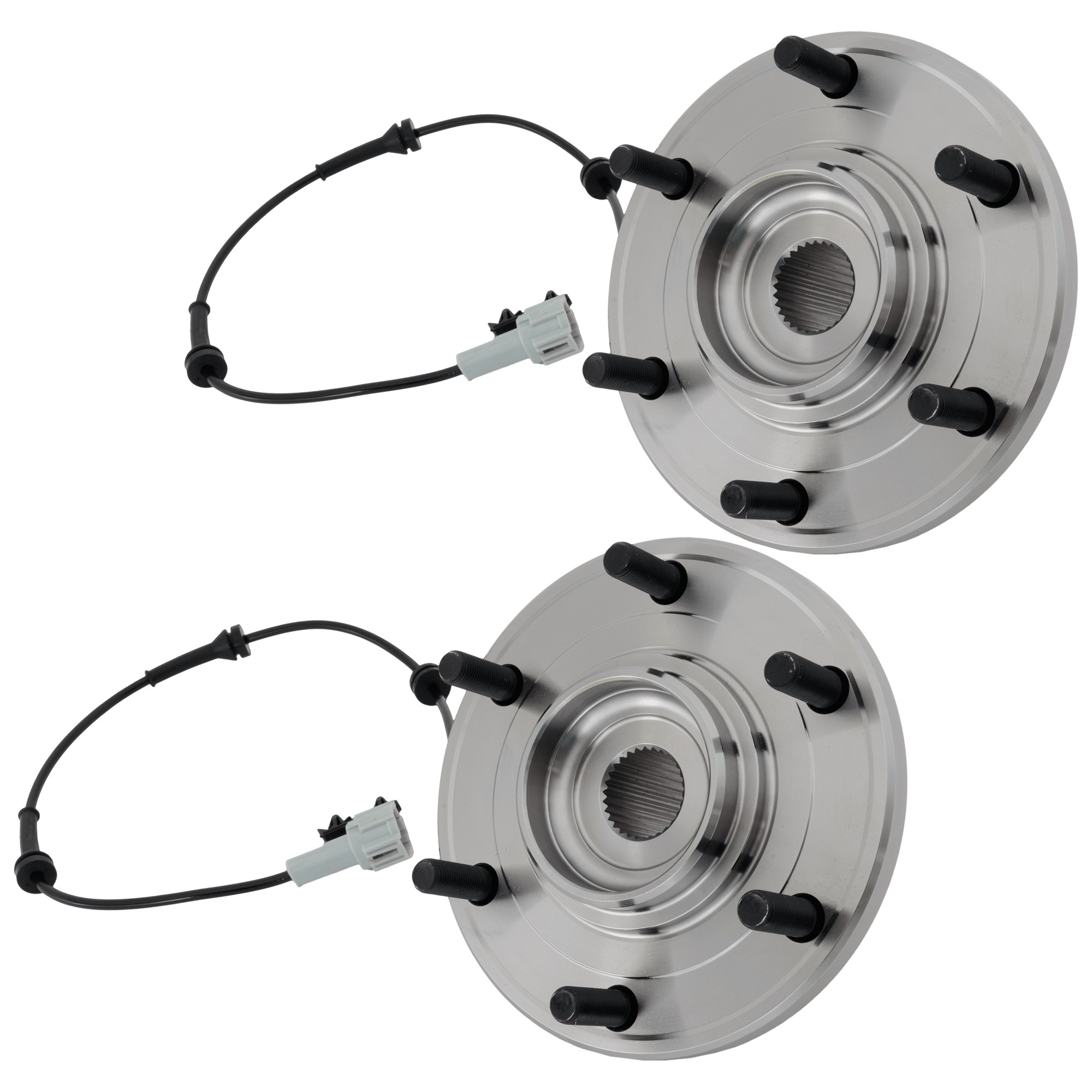Front, Driver and Passenger Side Wheel Hub, 6 Lugs, With Bearing, With Sensor(s), 5.6L, 8Cyl