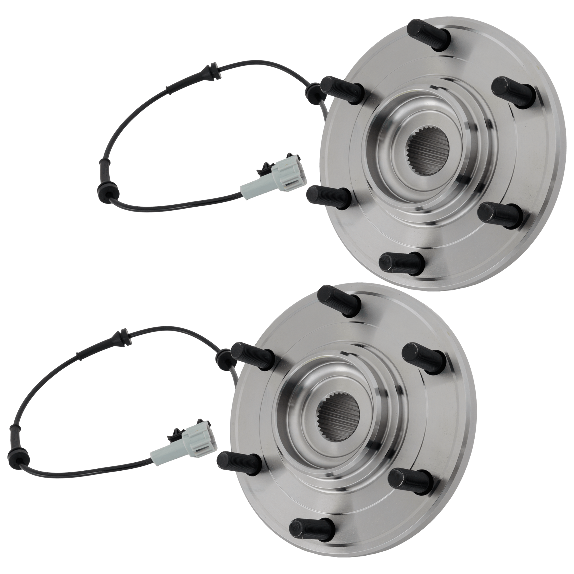Front, Driver and Passenger Side Wheel Hub, 6 Lugs, With Bearing, With Sensor(s), 5.6L, 8Cyl - Image 2