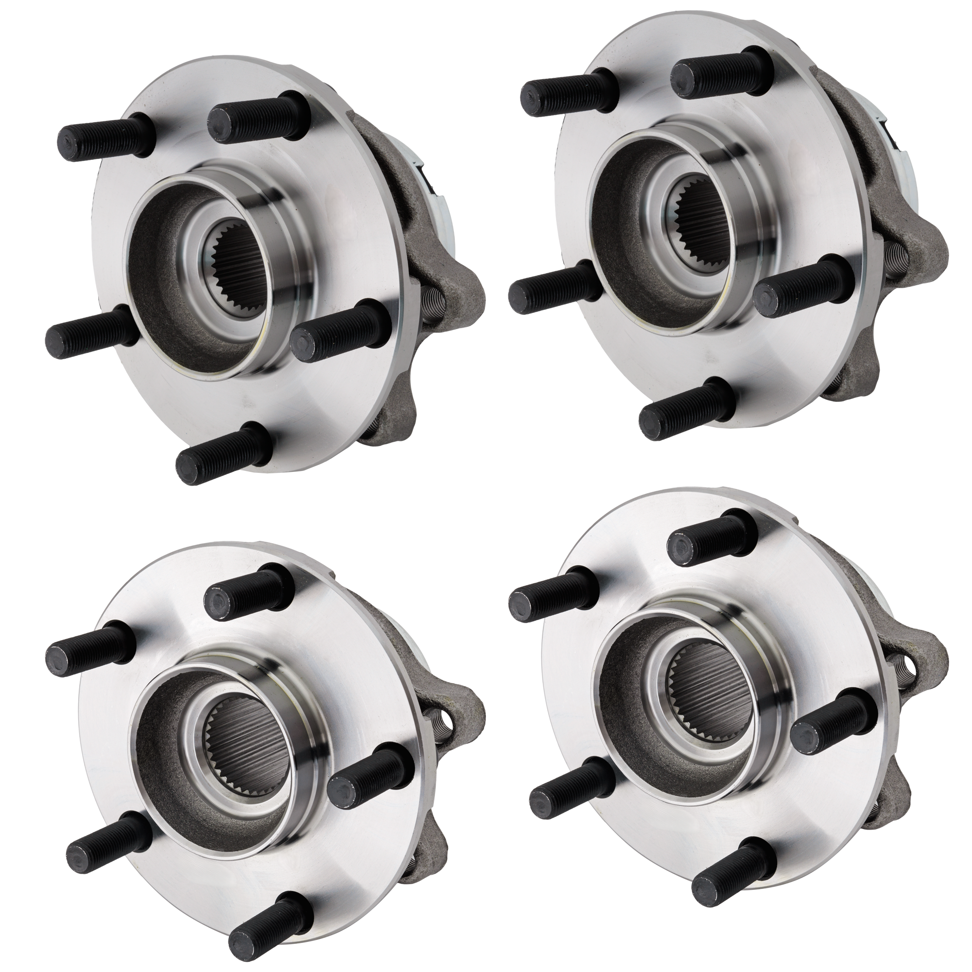 4-Wheel Set Front and Rear, Driver and Passenger Side Wheel Hubs, With Bearings, FWD, For Models with 32-Spline Teeth - Image 2