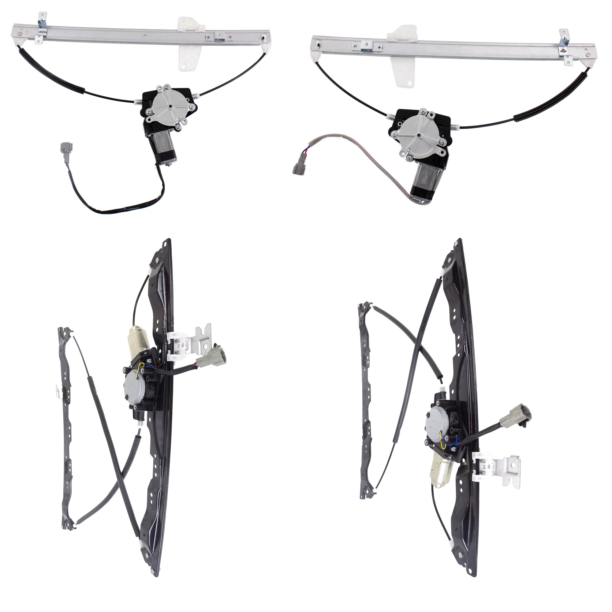 Front and Rear, Driver and Passenger Side Window Regulators Power, with Motor